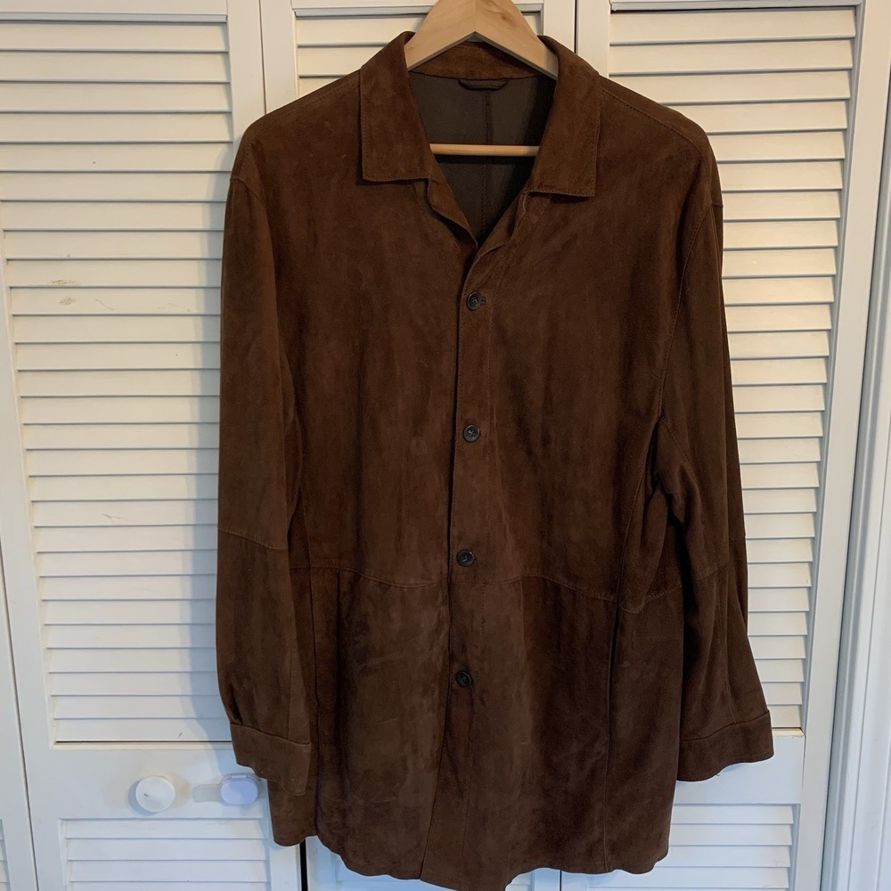 Gimo's Italy Brown Suede Leather Shirt Jacket EU 50 US 40 Mens L Button Shacket